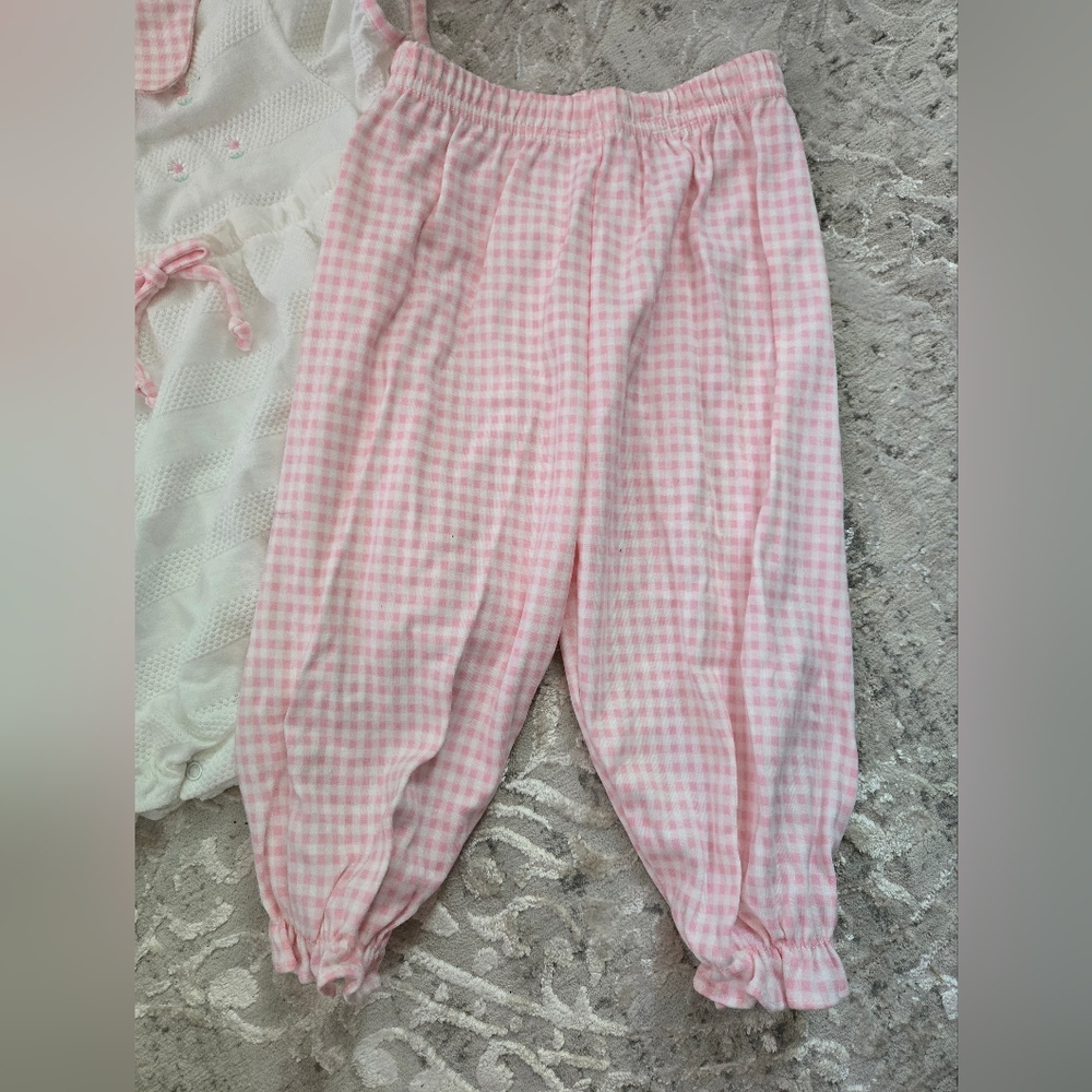 Vintage 1990s Pink and White Gingham Plaid 2 Piece Outfit Set NWT - Picture 4 of 8